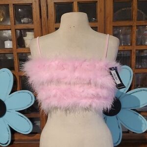 Ravel Pink Feather Crop Top